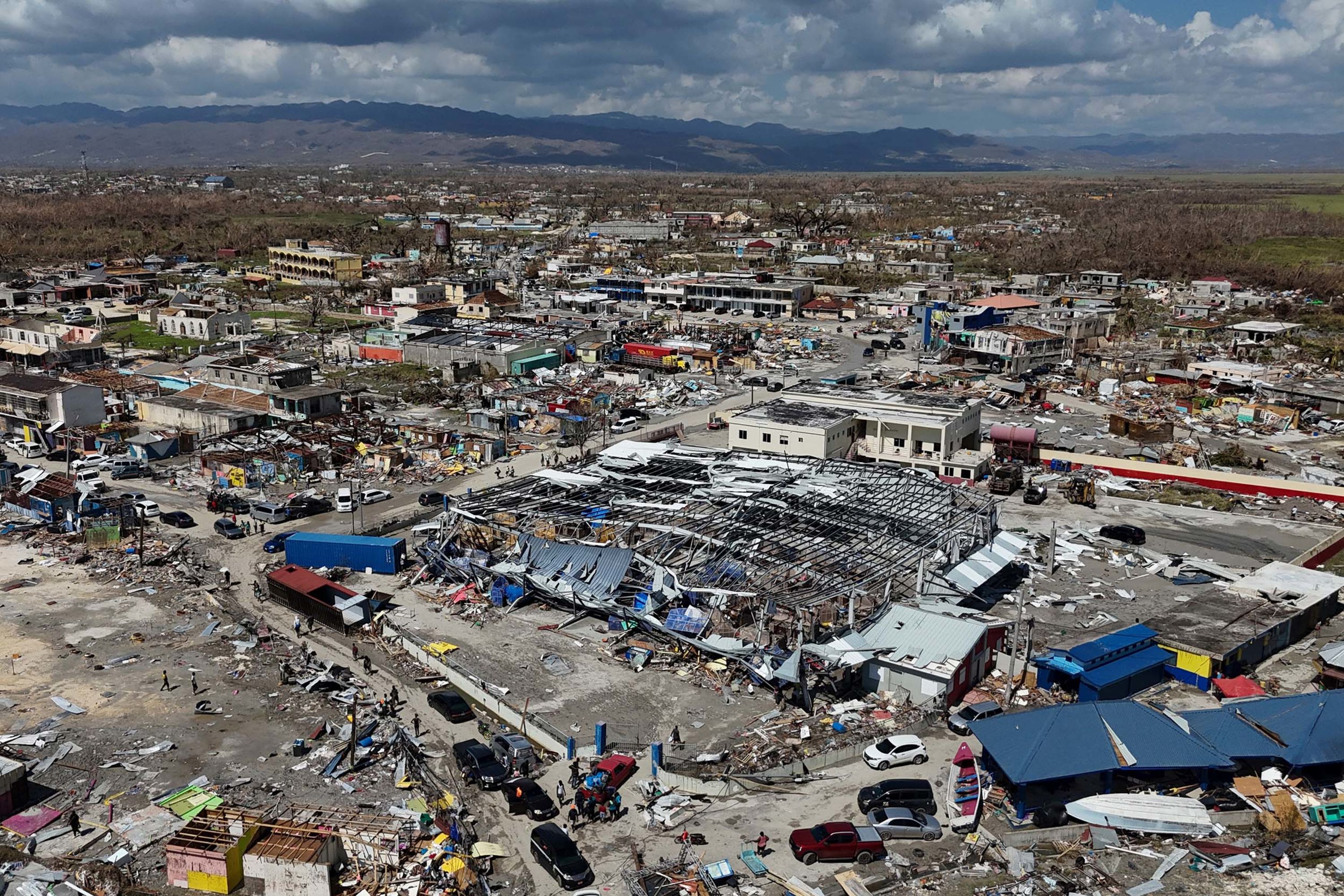 Damage from Hurricane Melissa is seen in Black River, Jamaica, on Wednesday, October 29.