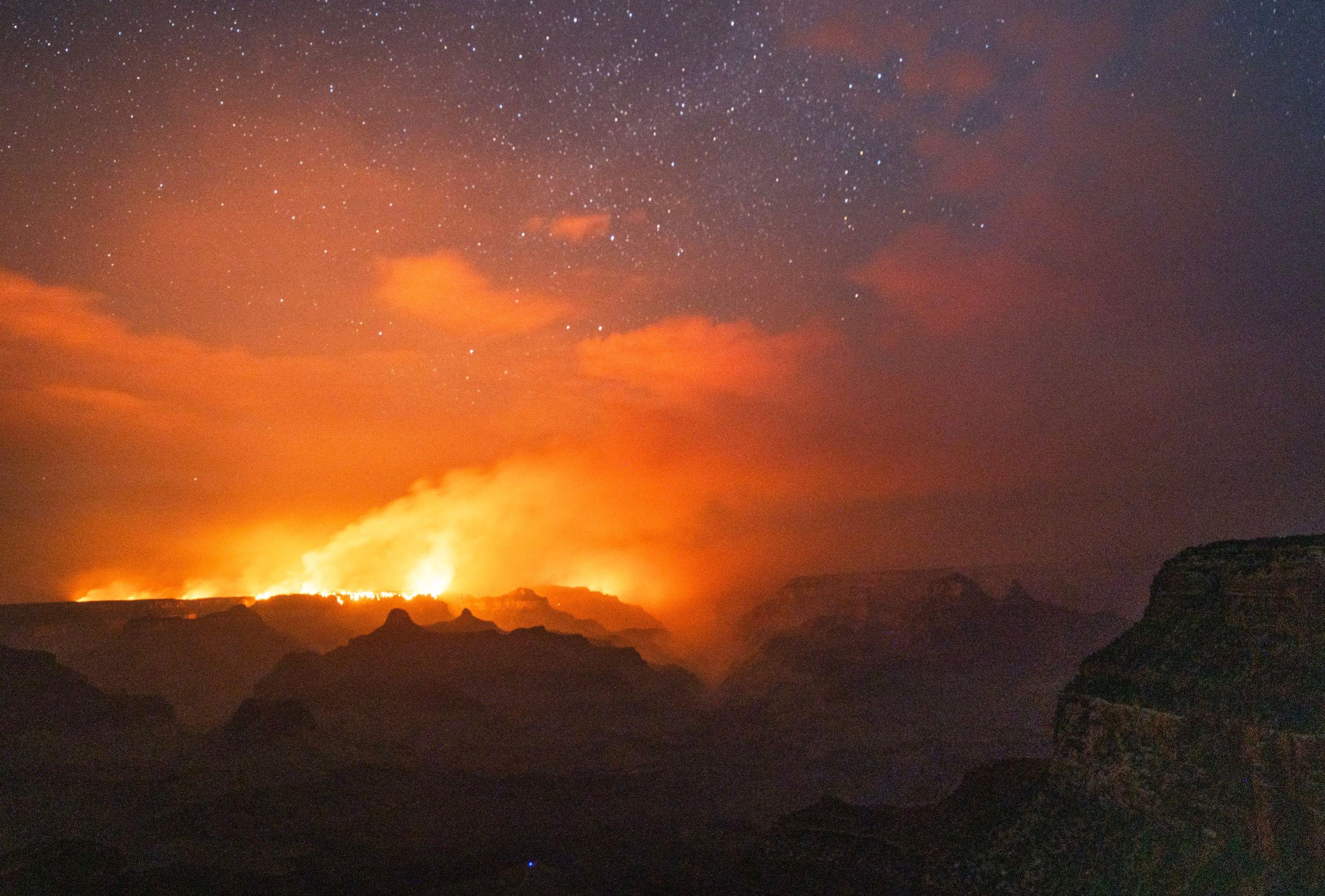 The Dragon Bravo Fire burns on the North Rim of the Grand Canyon on Monday, July 14.
