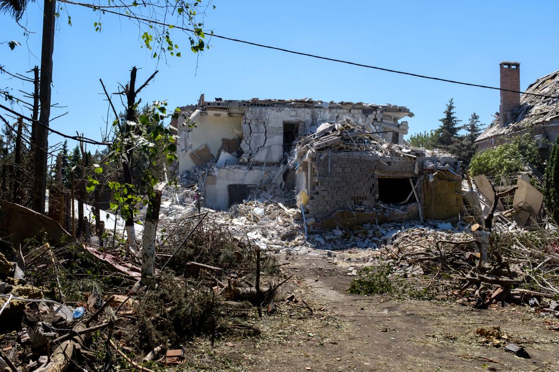The shelled-out home of the Glushko family in Pokrovsk.