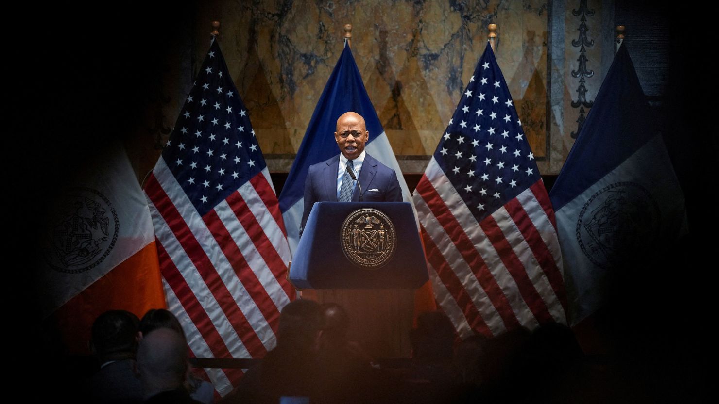 New York City Mayor Eric Adams attends an interfaith breakfast event in Manhattan on January 30.