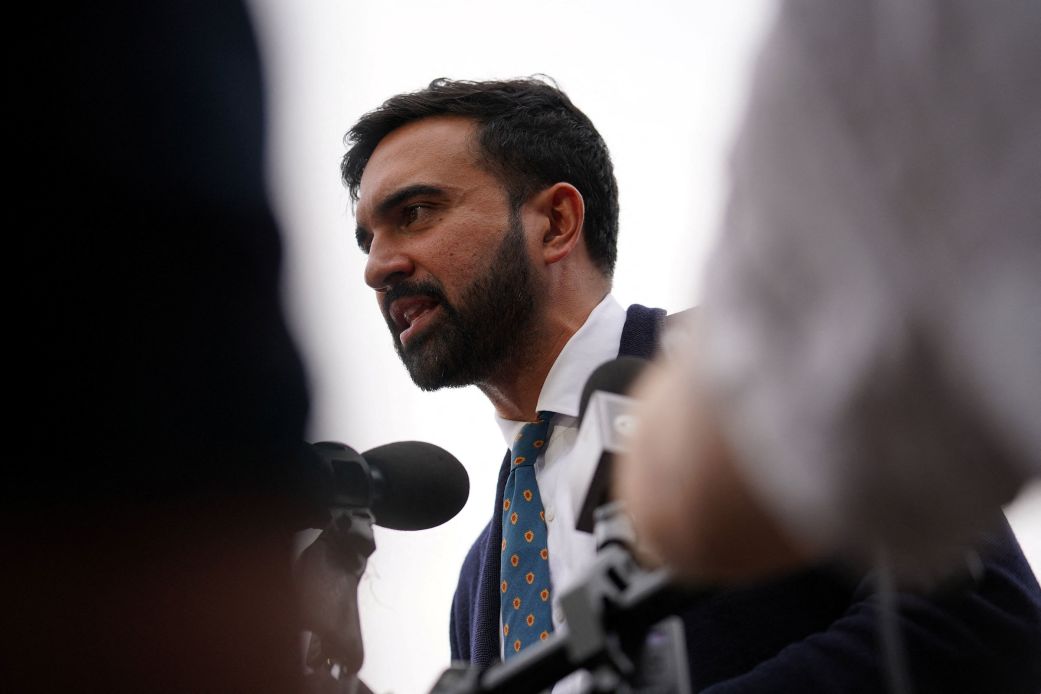 New York City mayoral candidate Zohran Mamdani speaks during National Night Out at the NYPD's 78th Precinct in Brooklyn, New York, on August 5.