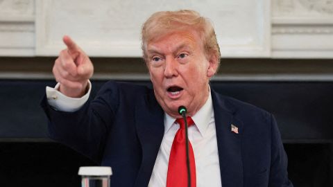President Donald Trump speaks during a roundtable at the White House on Wednesday.