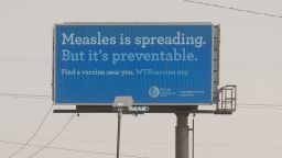 A digital billboard in Seminole, Texas, last month. While the measles outbreak has been concentrated in West Texas, cases of pertussis have soared nationwide.