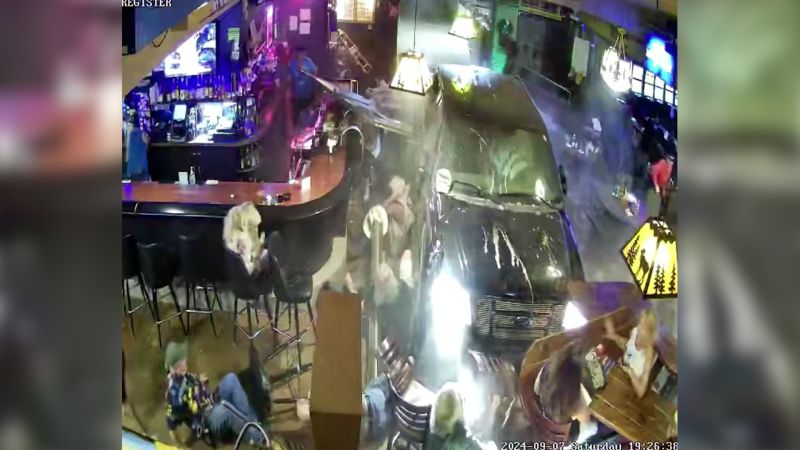 Surveillance video captures truck crashing into Elks Lodge