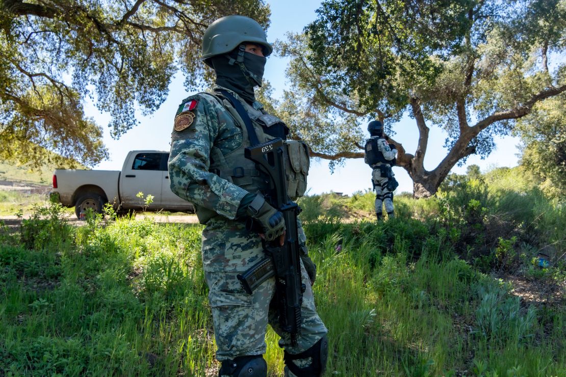 Members of the Mexican Army and National Guard rotate through 72-hour shifts in the patrol camps.