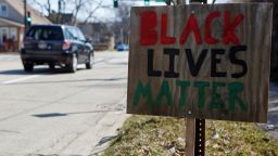 A Black Lives Matter sign is seen near the corner of Emerson Street and Dodge Avenue in Evanston, Illinois, U.S., March 19, 2021. REUTERS/Eileen T. Meslar
