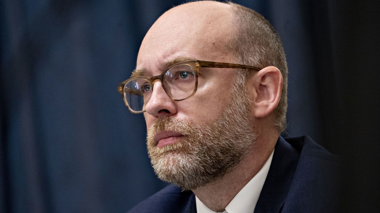 Russell Vought, then Donald Trump's nominee to be director of the Office of Management and Budget, listens during a Senate Budget Committee confirmation hearing in June 2020.