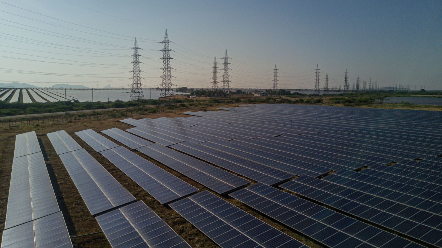 Photovoltaic panels at a solar farm in Pavagada, which is in the southern state of Karnataka.