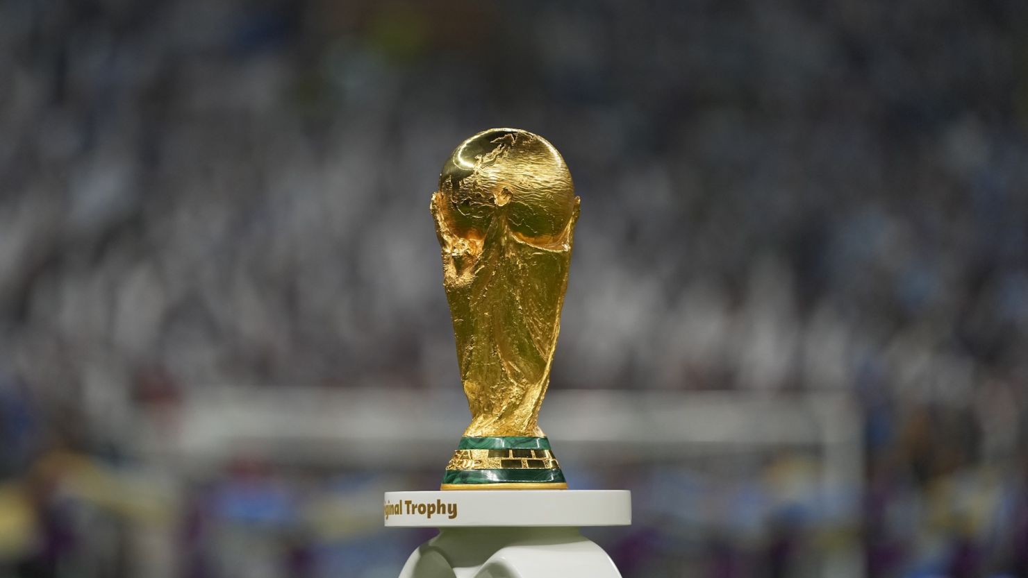 The World Cup seen prior to the Qatar 2022 final between Argentina and France at Lusail Stadium on December 18, 2022.