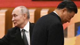 Chinese leader Xi Jinping and Russia's President Vladimir Putin attend an event at Beijing's Great Hall of the People in October 2023.