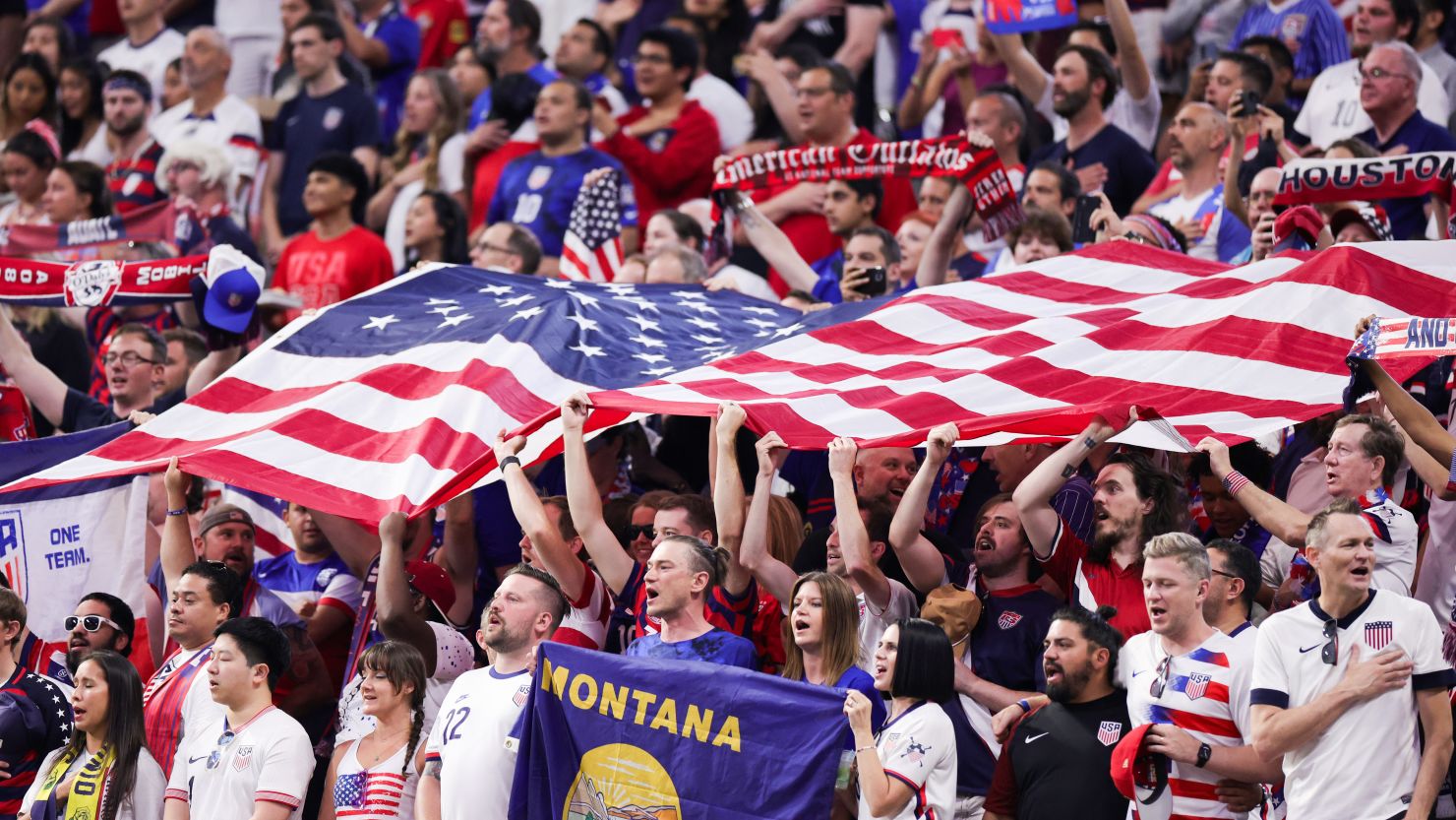 Fans of the United States cheer at Mercedes-Benz Stadium on June 27 in Atlanta. More than 59,000 people showed up to watch the US play Panama live.