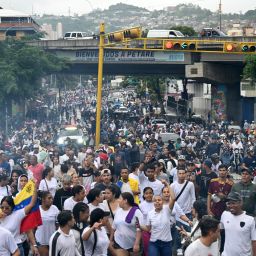 Opponents of Venezuelan President Nicolas Maduro's government protest in Caracas on July 29, 2024, a day after the Venezuelan presidential election. Protests erupted in parts of Caracas Monday against the re-election victory claimed by Venezuelan President Nicolas Maduro but disputed by the opposition and questioned internationally, AFP journalists observed. (Photo by RAUL ARBOLEDA / AFP) (Photo by RAUL ARBOLEDA/AFP via Getty Images)