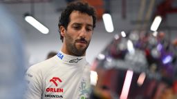 SINGAPORE, SINGAPORE - SEPTEMBER 21: Daniel Ricciardo of Australia and Visa Cash App RB prepares to drive in the garage during qualifying ahead of the F1 Grand Prix of Singapore at Marina Bay Street Circuit on September 21, 2024 in Singapore, Singapore. (Photo by Rudy Carezzevoli/Getty Images)