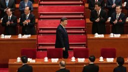 Chinese President Xi Jinping arrives to the second plenary session of the National Peoples Congress at the Great Hall of the People in Beijing, on Saturday.