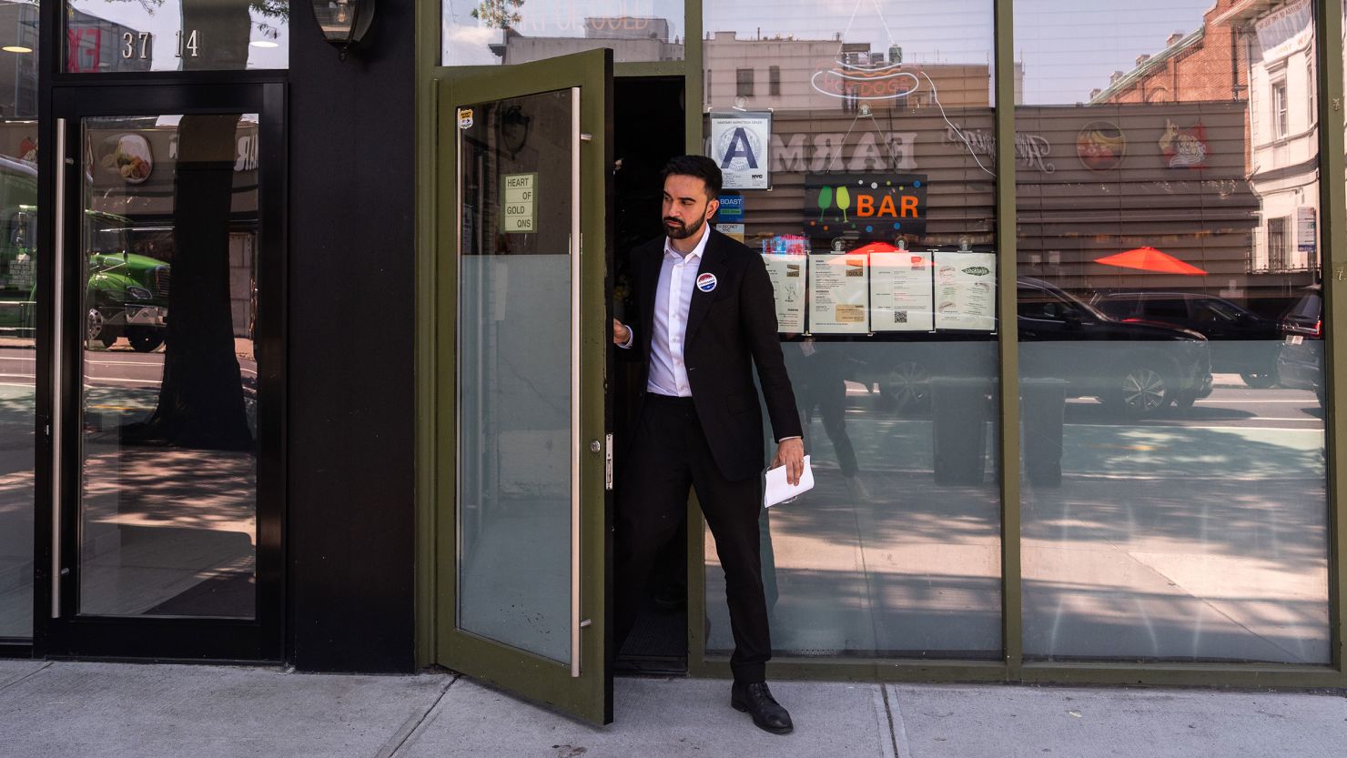 Zohran Mamdani, New York City mayoral candidate, leaves a campaign event in the Queens borough of New York on June 19.