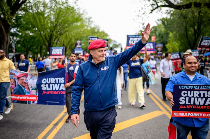 New York City mayoral candidate Curtis Sliwa participates in the 2025 NYC West Indian Day Parade in Brooklyn on September 01, in New York City. (Photo by Roy Rochlin/Getty Images)