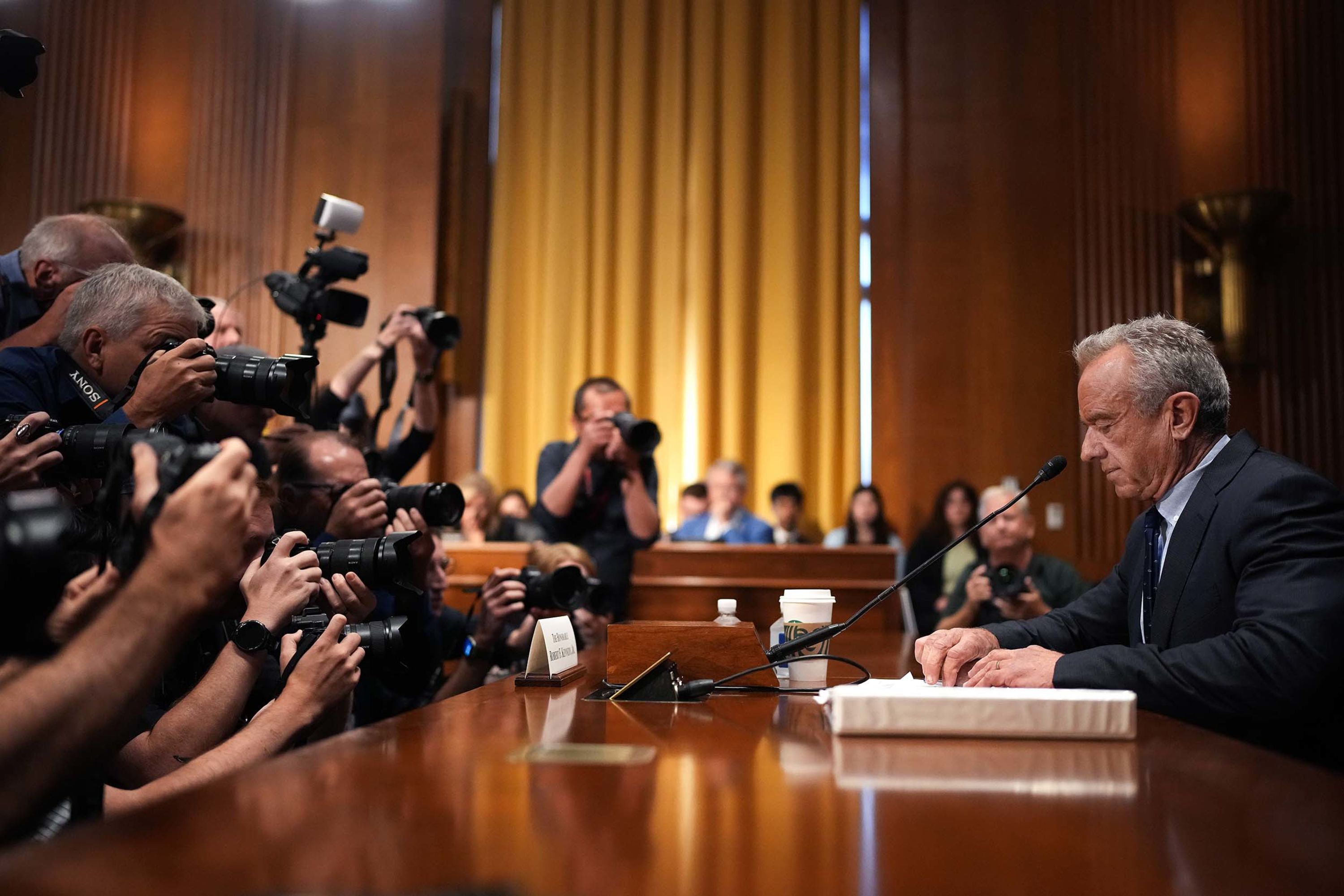 US Health and Human Services Secretary Robert Kennedy Jr. prepares to testify before the Senate Finance Committee in Washington, DC, on Thursday, September 4.