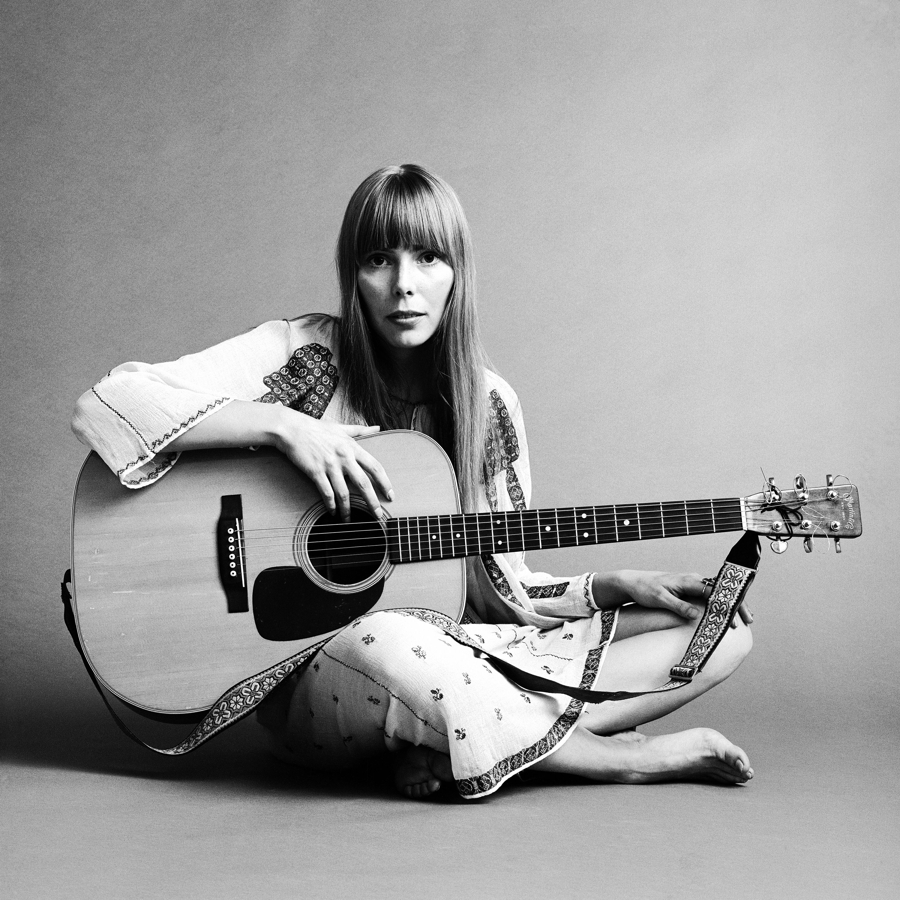 Joni Mitchell poses for a Vogue photo shoot in 1968.
