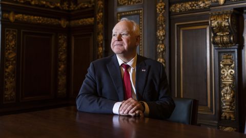 Minnesota Gov. Tim Walz sits in the State Capitol in St. Paul, Minnesota, in April 2023.