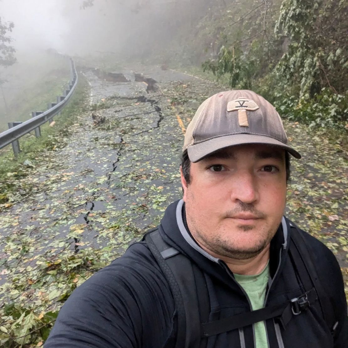 Sam Perkins took this selfie while walking to check on his parents.