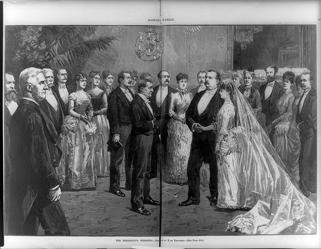 President Grover Cleveland marries Frances Folsom Cleveland on June 2, 1886, in the Blue Room at the White House.
