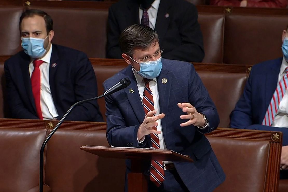 In this screenshot taken from a Congress.gov webcast, Rep. Mike Johnson speaks during a debate session to ratify the 2020 presidential election on January 6, 2021.