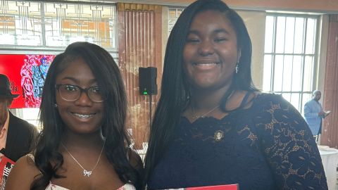 Ne'Kiya Jackson, left, and Calcea Johnson