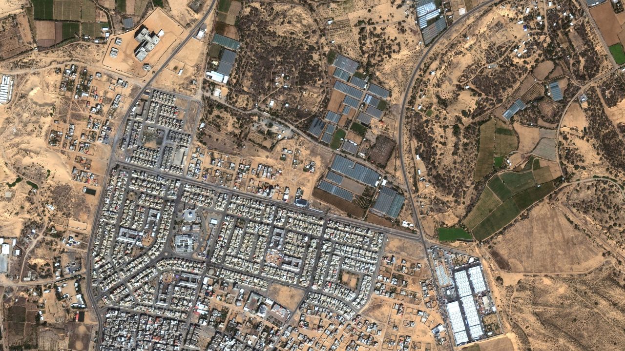 A satellite image from Maxar Technologies shows Rafah, Gaza, on October 26, 2023.