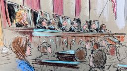 Members of the media and public watch as the US Supreme Court reads opinions on July 1 in Washington, DC.