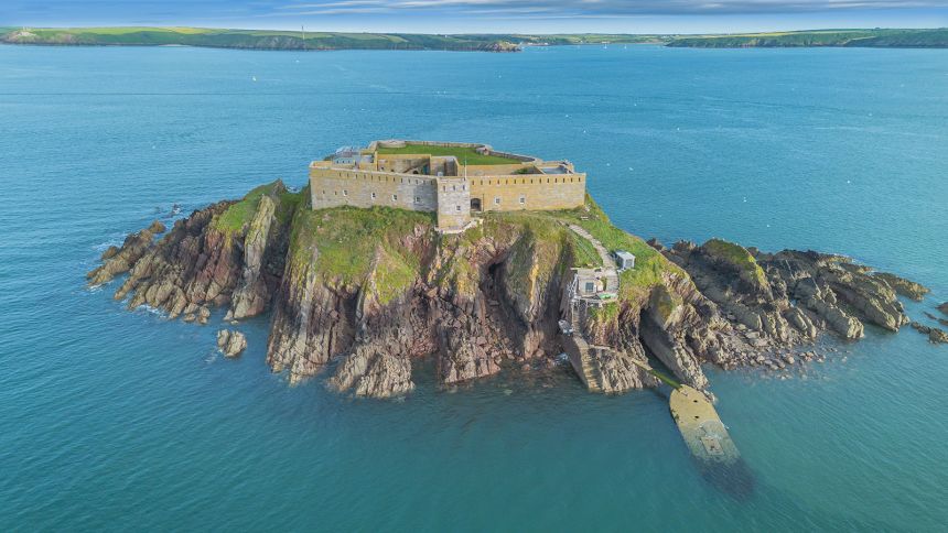 The site is only accessible by sea or air and has its own helipad.