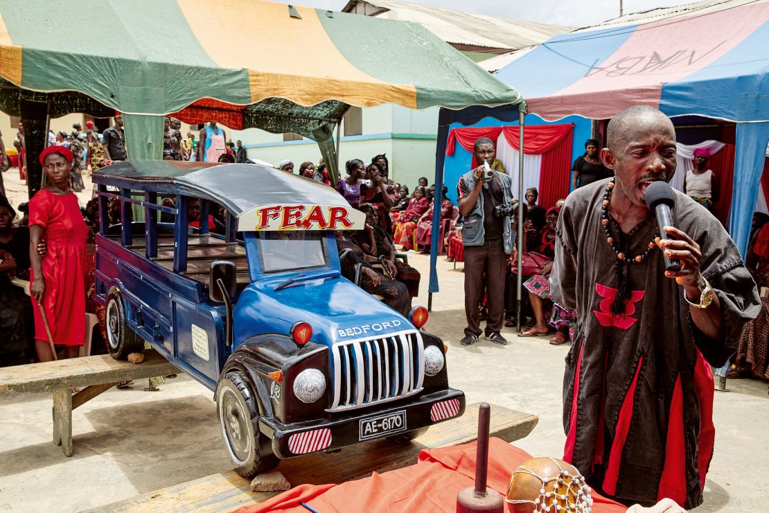 A driver was buried in a replica of his Bedford truck in the Central Region, 2015. Coffin makers operate in a buyer’s market, said Tschumi. Many see selling one of their bespoke designs to Western museums as a major payday, she explained.