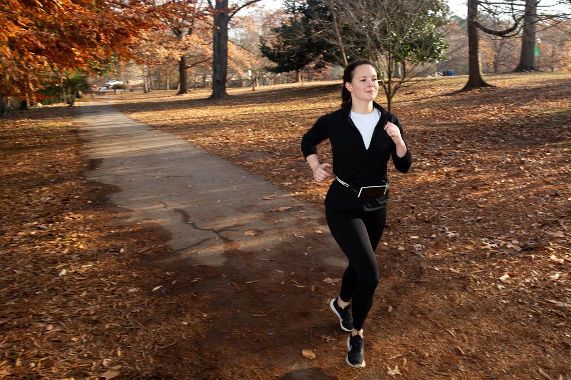 Madeline Holcombe runs at Piedmont Park in Atlanta.