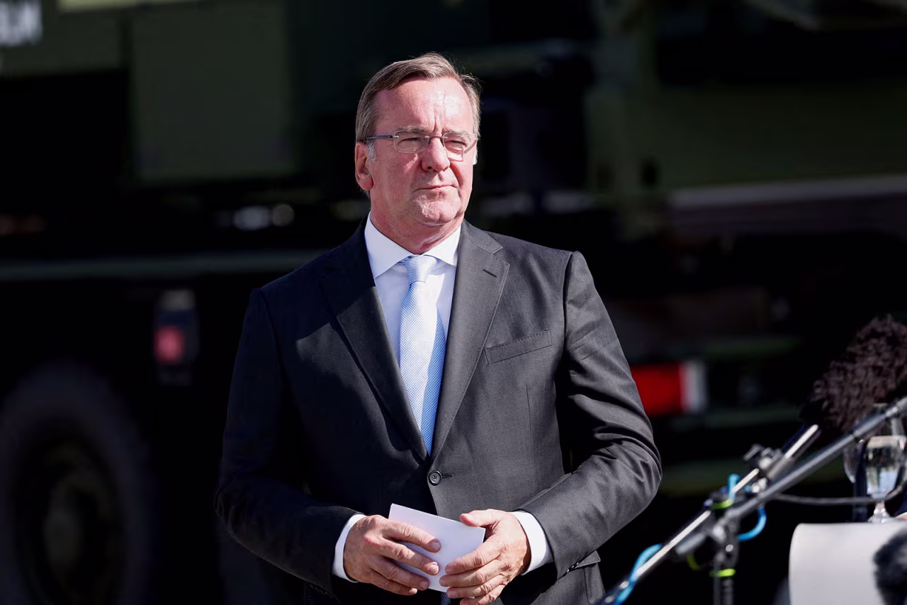 German Defense Minister Boris Pistorius is seen in Roethenbach, Germany, on September 11.  