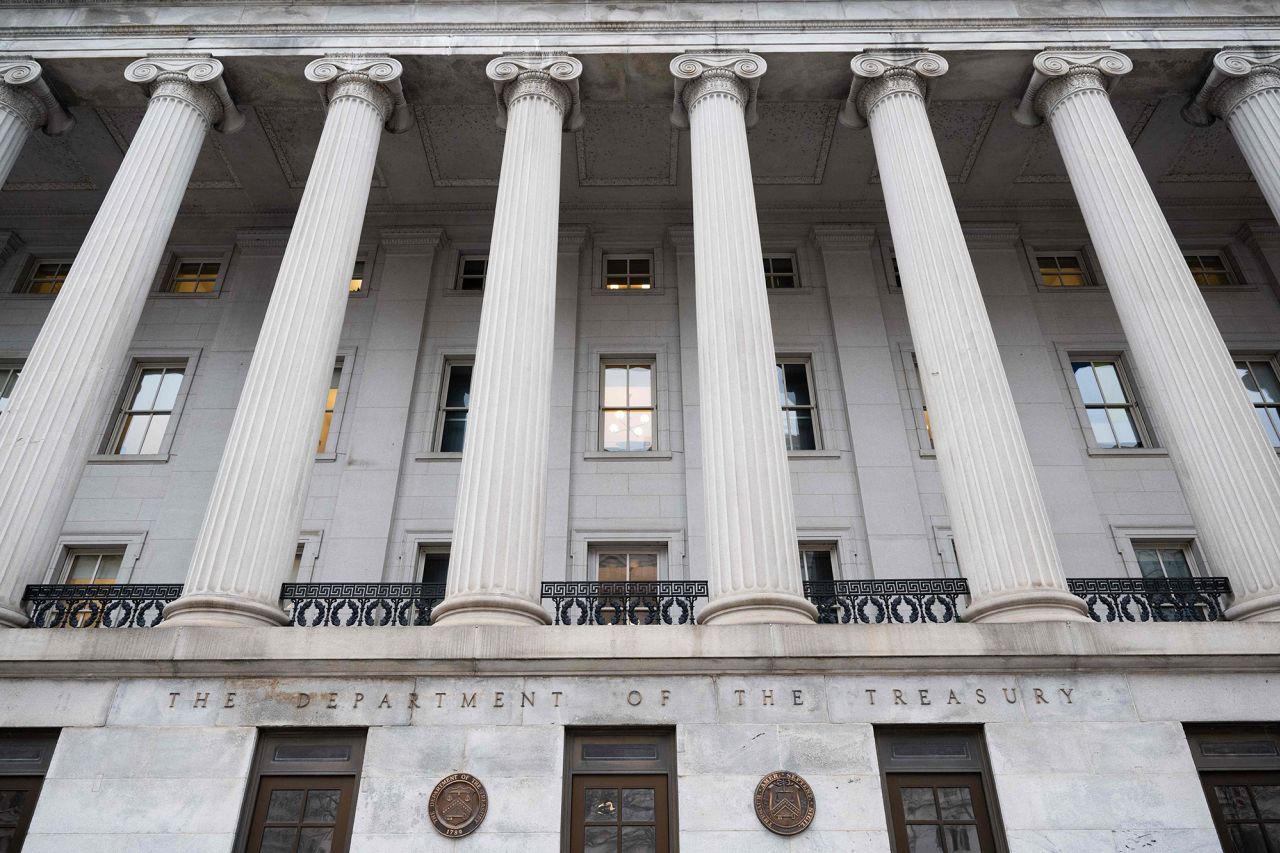 The US Treasury Department building is seen in Washington, DC, on January 19, 2023,