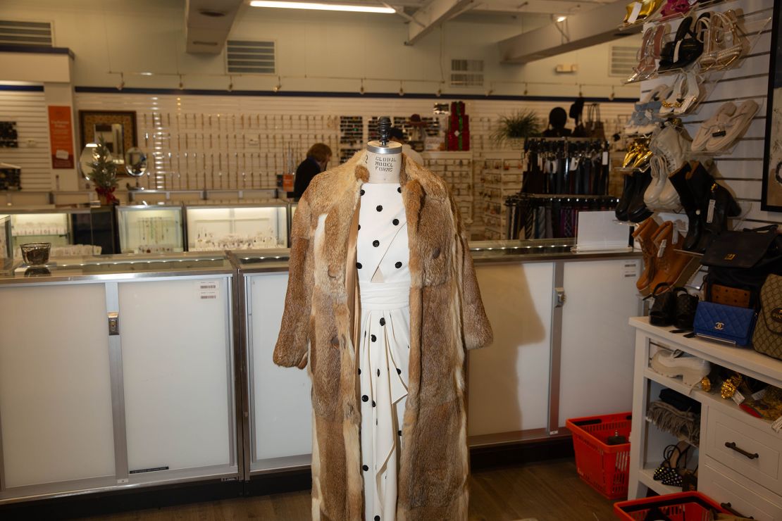 The store's inventory from lost suitcases includes luxury items such as fur coats and designer jewelry.