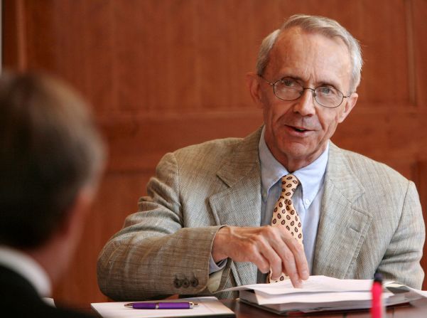 Souter works with a group to promote civics education in New Hampshire schools in 2009. In a break with today’s norms, Souter retired from the Supreme Court that year, seeking a return to his contemplative life in New Hampshire. Souter was only 69 when he stepped down – far younger than most departing justices. He never married, and he was never fond of the Washington social scene.
