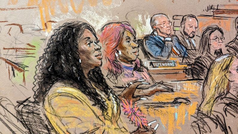 Shaye Moss and Ruby Freeman sit in court as a jury orders Rudy Giuliani to pay nearly $150 million to the two Georgia election workers for the harm caused by defamatory statements he made about them following the 2020 election. 