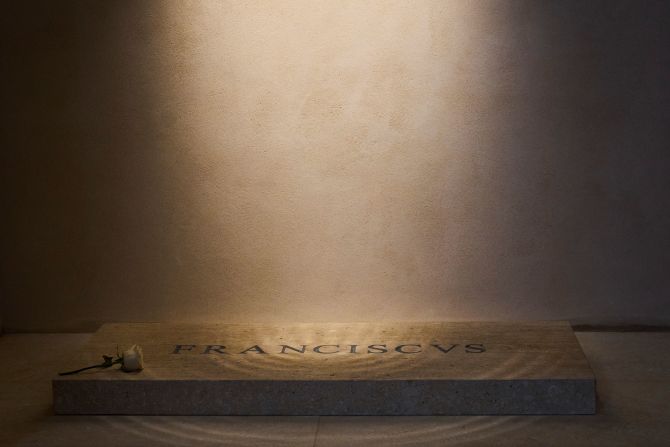 A white rose is placed on the tomb of Pope Francis in Rome on Monday, April 28. Popes are usually buried within Vatican City, beneath St. Peter’s Basilica. But Francis is <a  target="_top" href="/newspapers?url=https://www.cnn.com/2025/04/25/europe/pope-francis-burial-santa-maria-maggiore-intl/index.html">the first pontiff in more than a century to be buried outside the Vatican</a>. He requested a “simple” tomb a couple of miles away at the Basilica di Santa Maria Maggiore — also known as St. Mary Major. The church has long held a special significance for Francis, who used to visit on Sunday mornings to honor the Virgin Mary.