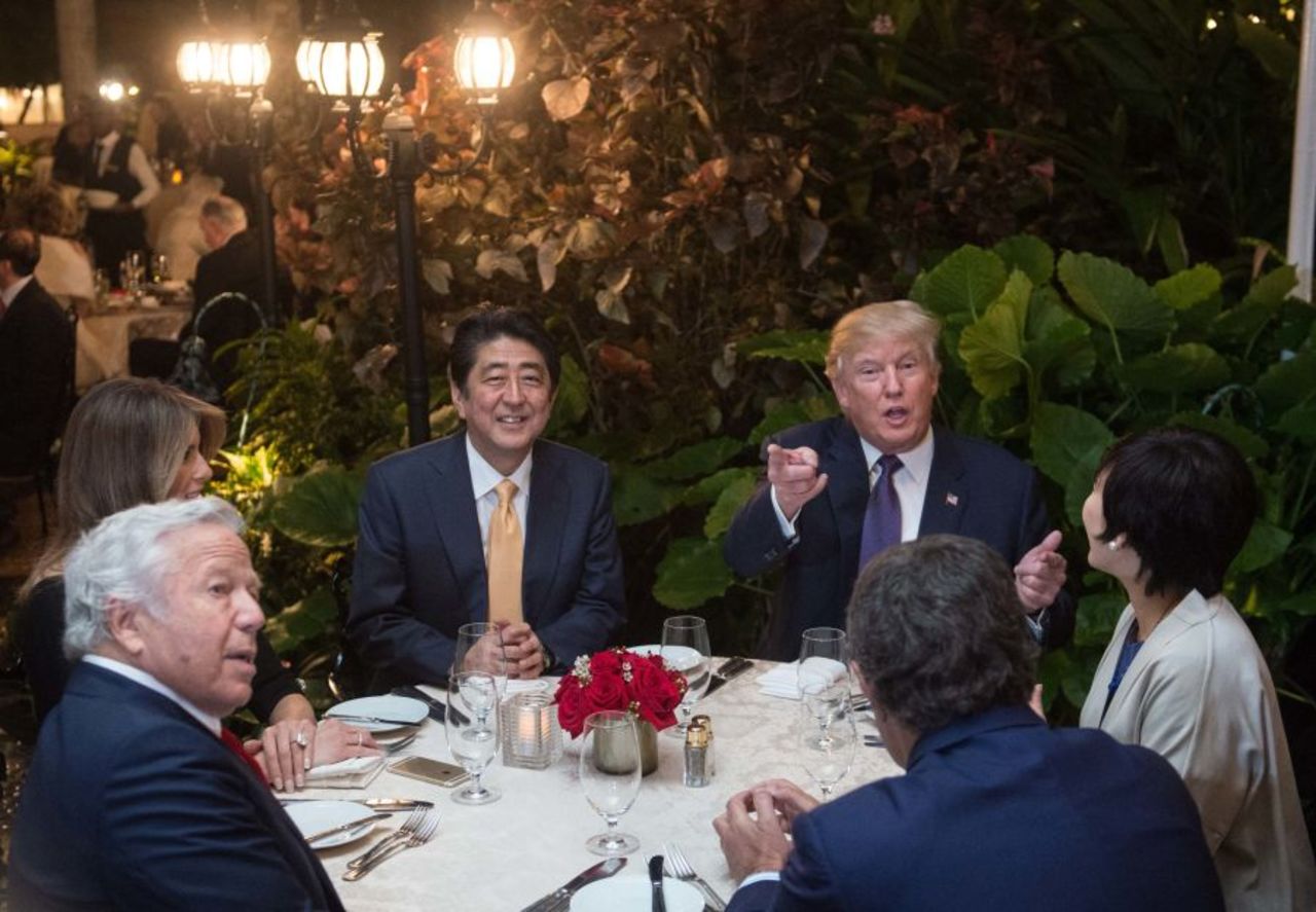 Shinzo Abe visited President Trump at Mar-a-Lago in February 2017