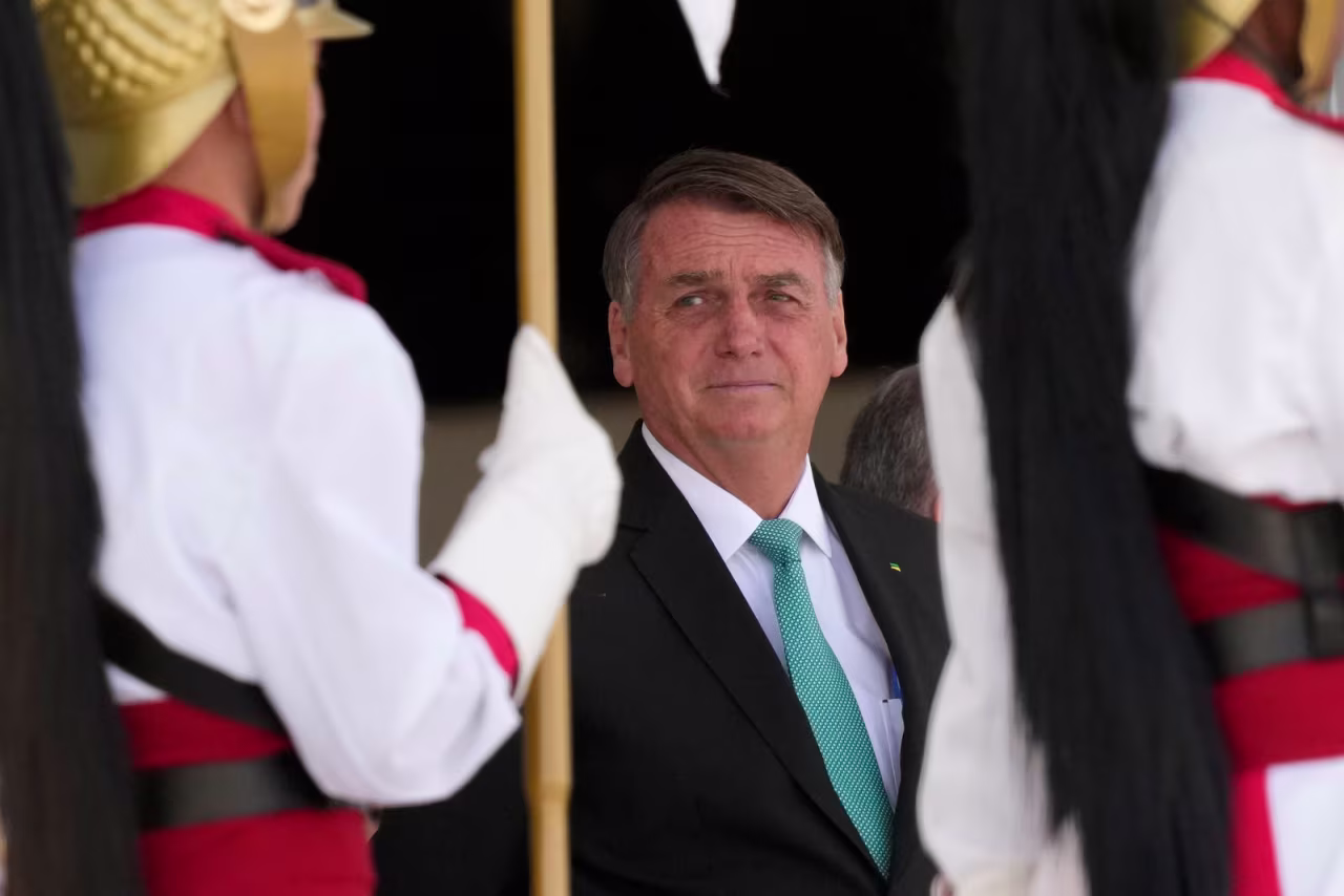 Brazilian President Jair Bolsonaro outside the Planalto presidential palace in Brasilia, Brazil, on Monday.