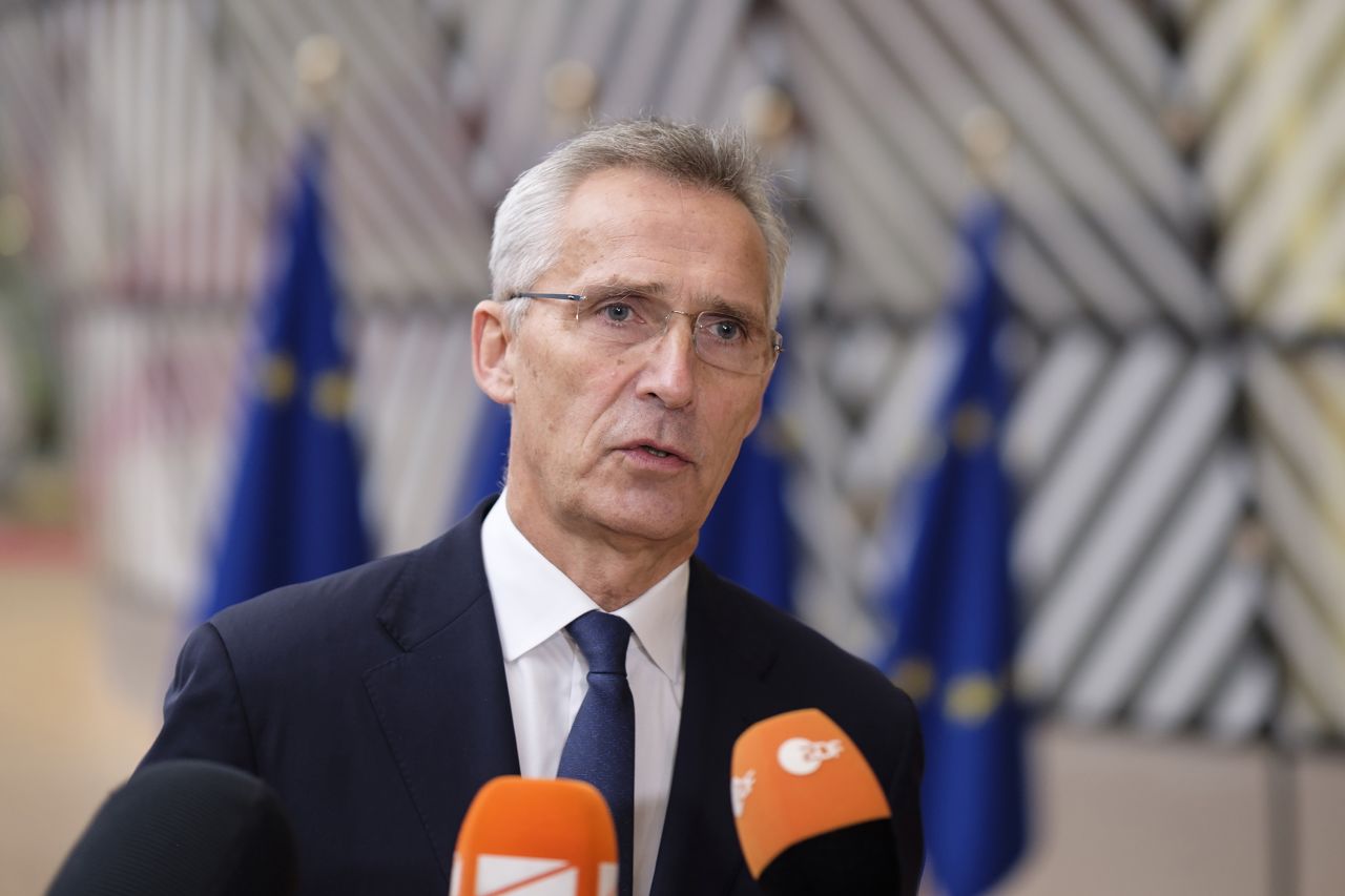 NATO Secretary General Jens Stoltenberg speaks to media on November 15, in Brussels, Belgium.