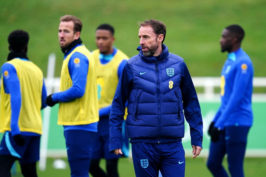 Southgate leads an England training session in November.