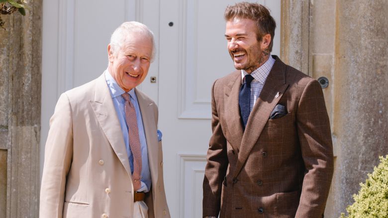 Undated handout photo issued by The King's Foundation of King Charles III pictured with David Beckham, who is today announced as a new ambassador for the King's charity The King's Foundation, at Highgrove. The King's Foundation offers education programmes in traditional skills such as woodworking and embroidery at specialist workshops on site at Highgrove. Issue date: Saturday July 1, 2024.