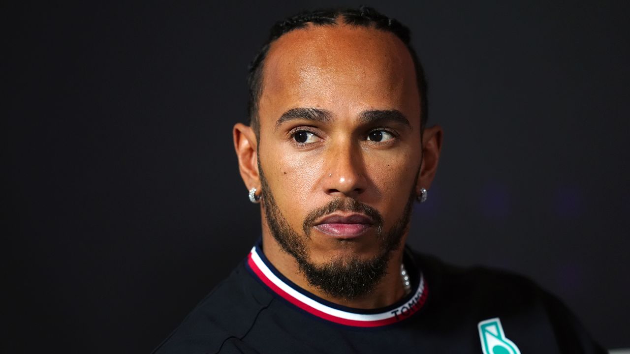 Mercedes' Lewis Hamilton during a press conference at Silverstone Circuit, Northamptonshire. Picture date: Thursday July 4, 2024. PA Photo. See PA Story AUTO British. Photo credit should read: David Davies/PA Wire.

RESTRICTIONS: Use subject to restrictions. Editorial use only, no commercial use without prior consent from rights holder.