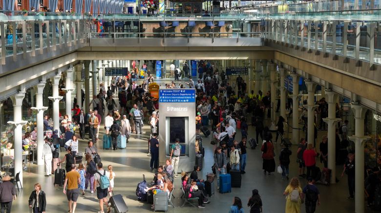 Passengers at St Pancras station in central London. Eurostar passengers faced continued disruption on Saturday after arson attacks on the French rail network ahead of the start of the Olympic Games. The rail operator, which runs international services from London St Pancras, said one in four of its trains would not run over the weekend. Picture date: Saturday July 27, 2024. PA Photo. Four trains from London to Paris were cancelled on Saturday, affecting thousands of passengers, with disruption expected to last until Monday. Travellers were advised to postpone their journeys where possible. Only a handful of seats were available to book on the remaining London to Paris Eurostar services on Saturday, while tickets for overnight coaches arriving in the French capital on Sunday morning were selling for as much as £197 through Flixbus.
The disruption came as the Paris 2024 Olympic Games got under way and as millions were expected to embark on summer getaways. See PA story TRANSPORT Eurostar. Photo credit should read: Maja Smiejkowska/PA Wire