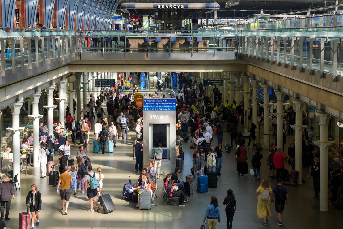 Passengers at London St. Pancras in July 2024.