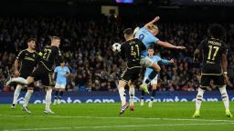 Manchester City's Erling Haaland (centre right) scores their side's second goal of the game during the UEFA Champions League group stage match at the Etihad Stadium, Manchester. Picture date: Wednesday October 23, 2024. PA Photo. See PA story SOCCER Man City. Photo credit should read: Martin Rickett/PA Wire.

RESTRICTIONS: Use subject to restrictions. Editorial use only, no commercial use without prior consent from rights holder.

