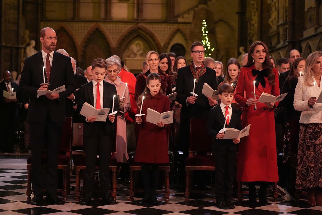 Prince George, Princess Charlotte, Prince Louis stand in between their parents at the service.