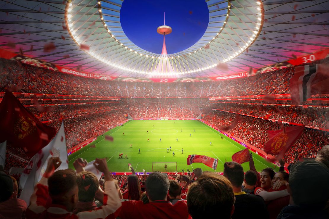 A computer generated conceptual image provided by architects Foster + Partners of what the new Manchester United stadium could look like.