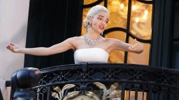 Rachel Zegler, who plays Eva Peron in Jamie Lloyd's new production of Evita at the London Palladium, sings Don't Cry For Me Argentina from a balcony outside.